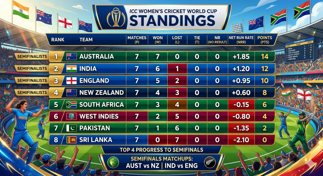 women's cricket world cup standings