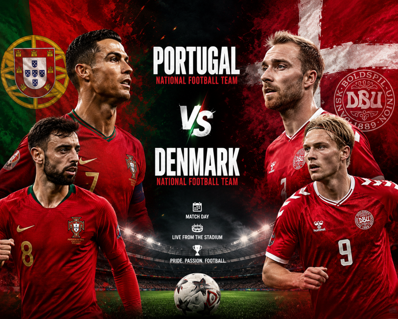 Portugal National Football Team Vs Denmark National Football Team Timeline