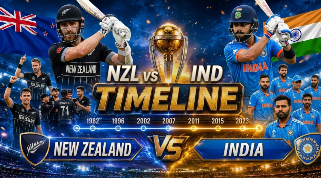 new zealand national cricket team vs india national cricket team timeline